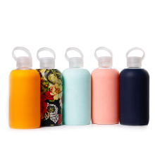 bpa free unbreakable 500ml sports drink glass water bottle with silicone sleeve